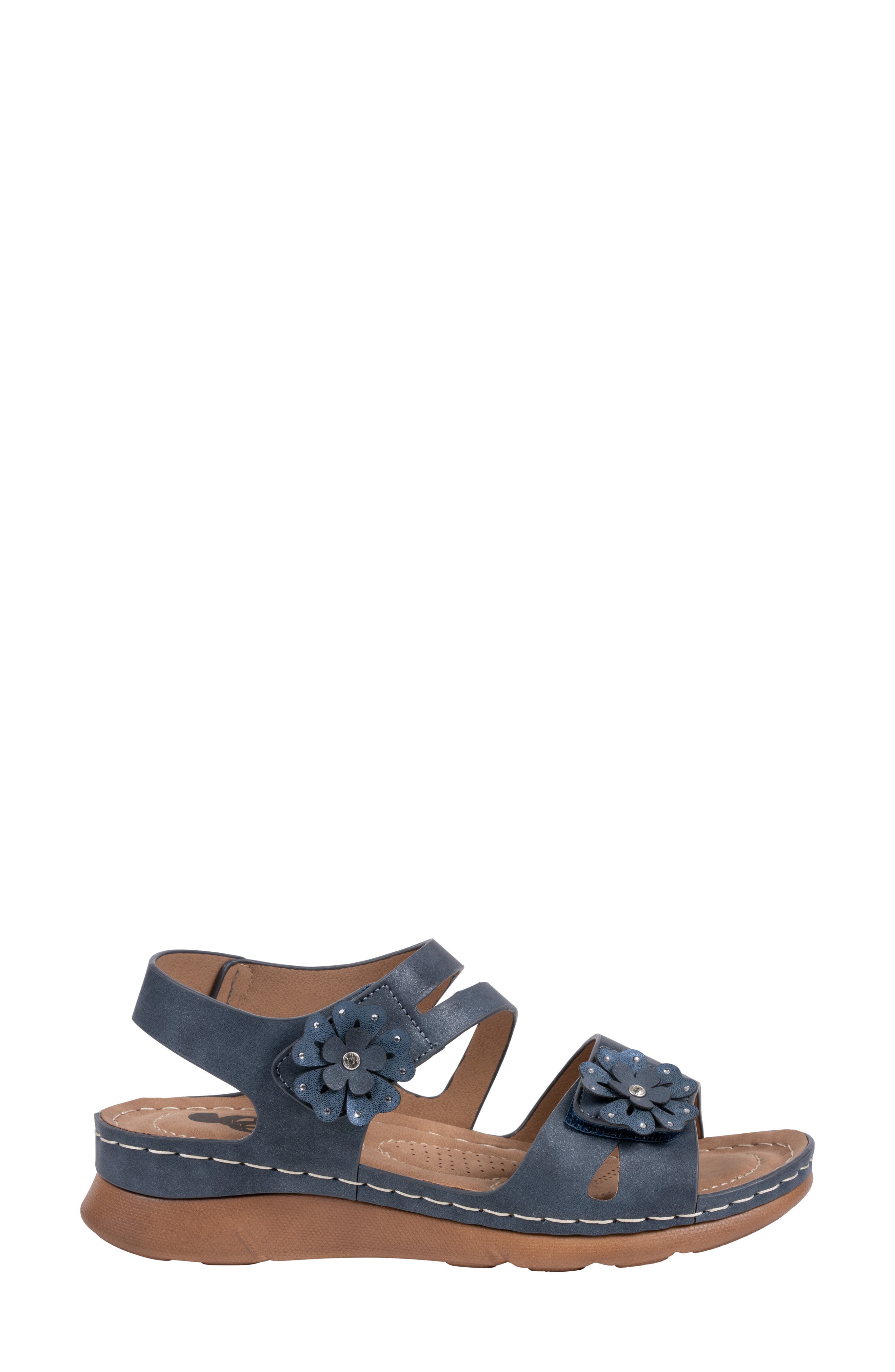Cadance Flower Sandal, Alternate, color, NAVY
