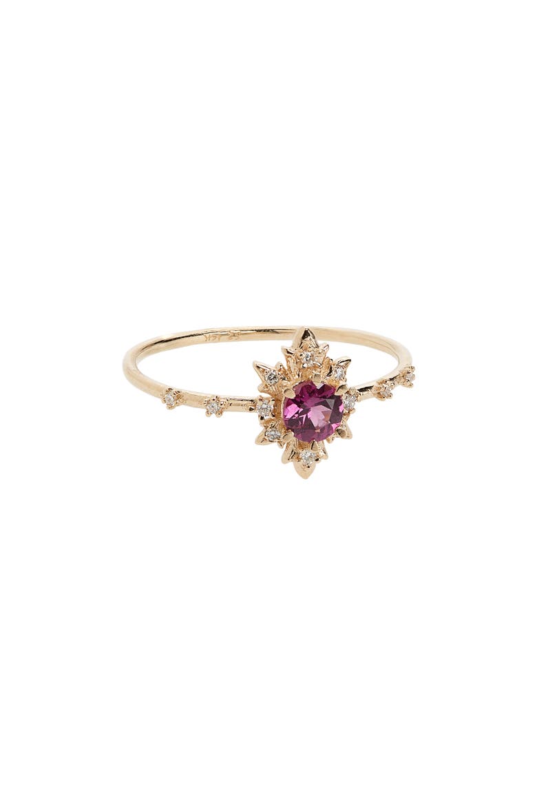 Spectral Termina Rhodolite & Diamond Ring, Main, color, GOLD