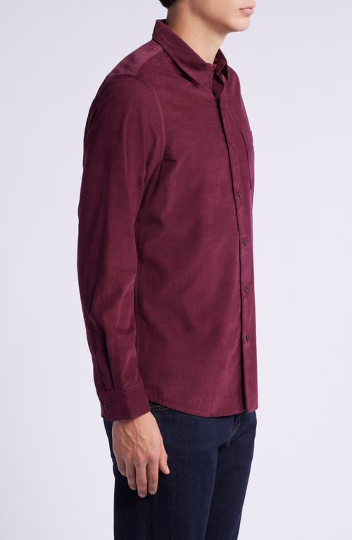 Nordstrom Trim Fit Fine Wale Corduroy Button-up Shirt In Burgundy