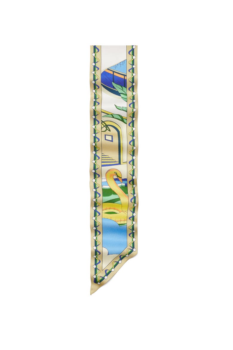 The Pool Skinny Silk Scarf, Alternate, color, THE POOL RIBBON TIE BLUE