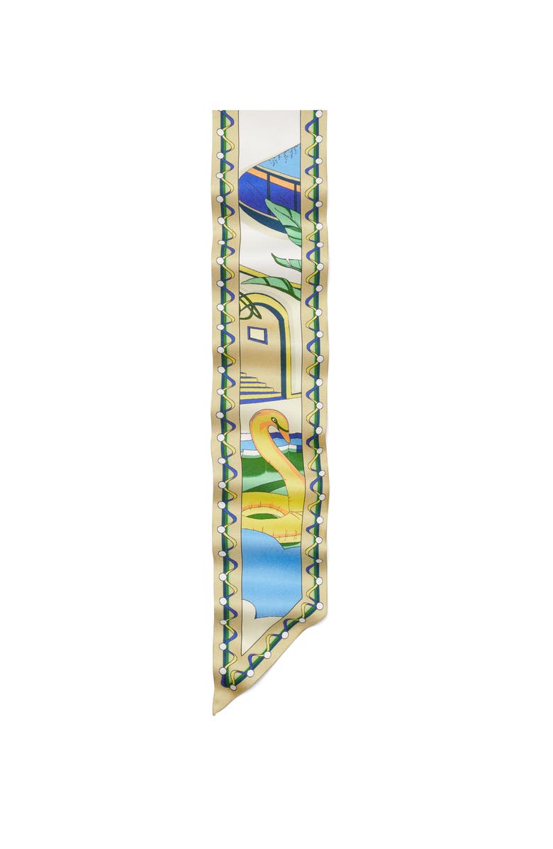 Tory Burch The Pool Skinny Silk Scarf, Alternate, color, The Pool Ribbon Tie Blue