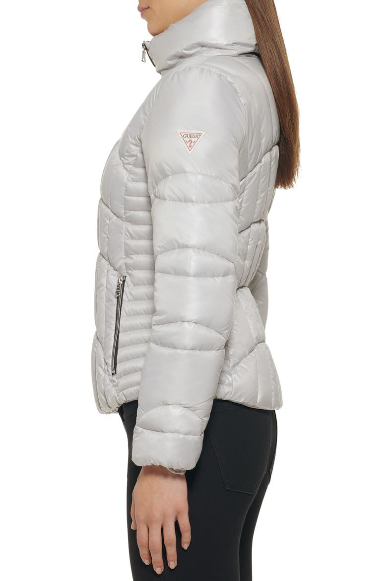 Quilted Puffer Jacket, Alternate, color, SILVER