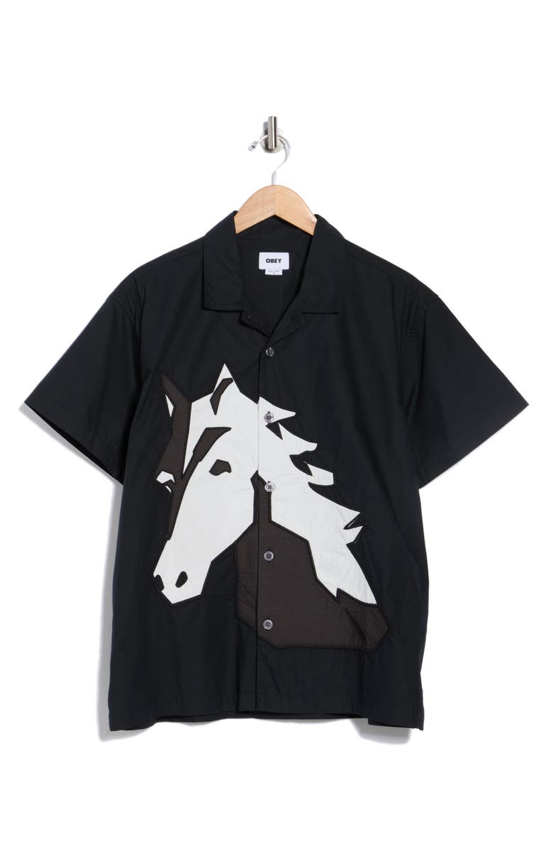 Obey Beau Horse Short Sleeve Shirt, Alternate, color, Black Multi
