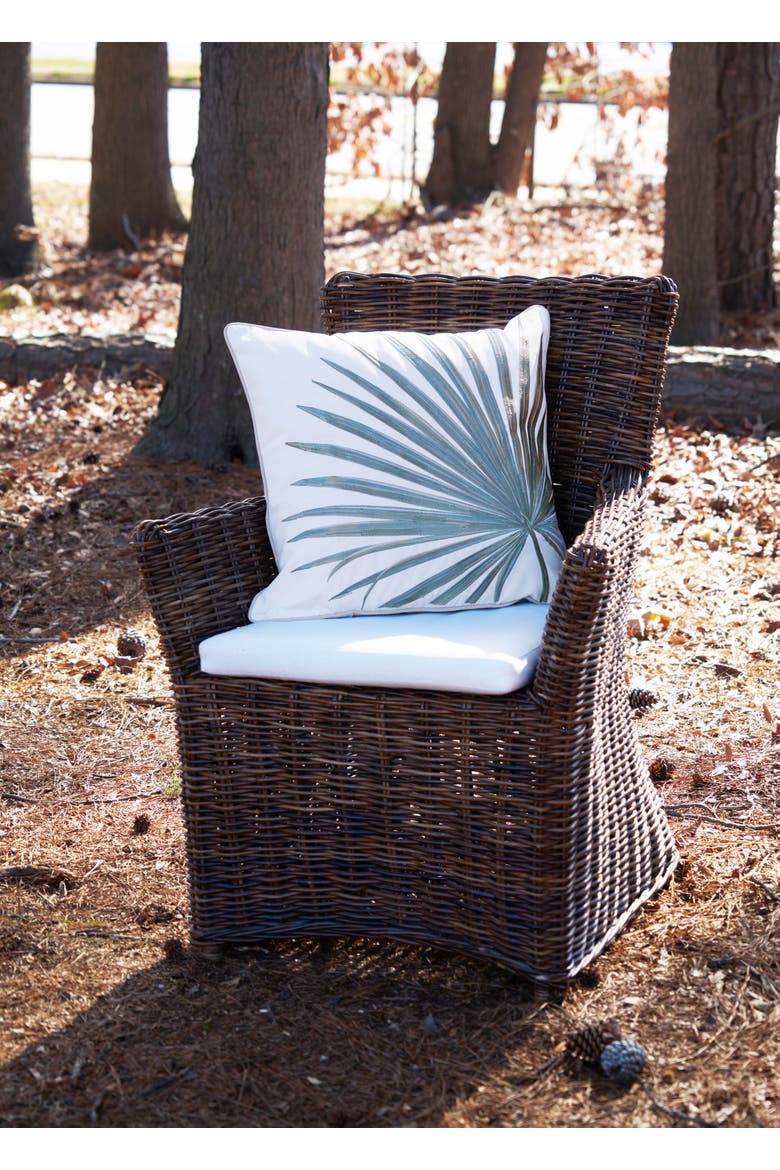 Fan Palm Indoor/Outdoor White Accent Pillow Decor, Alternate, color, Green