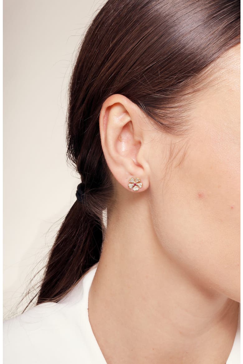 Flower Studs, Alternate, color, Ruby