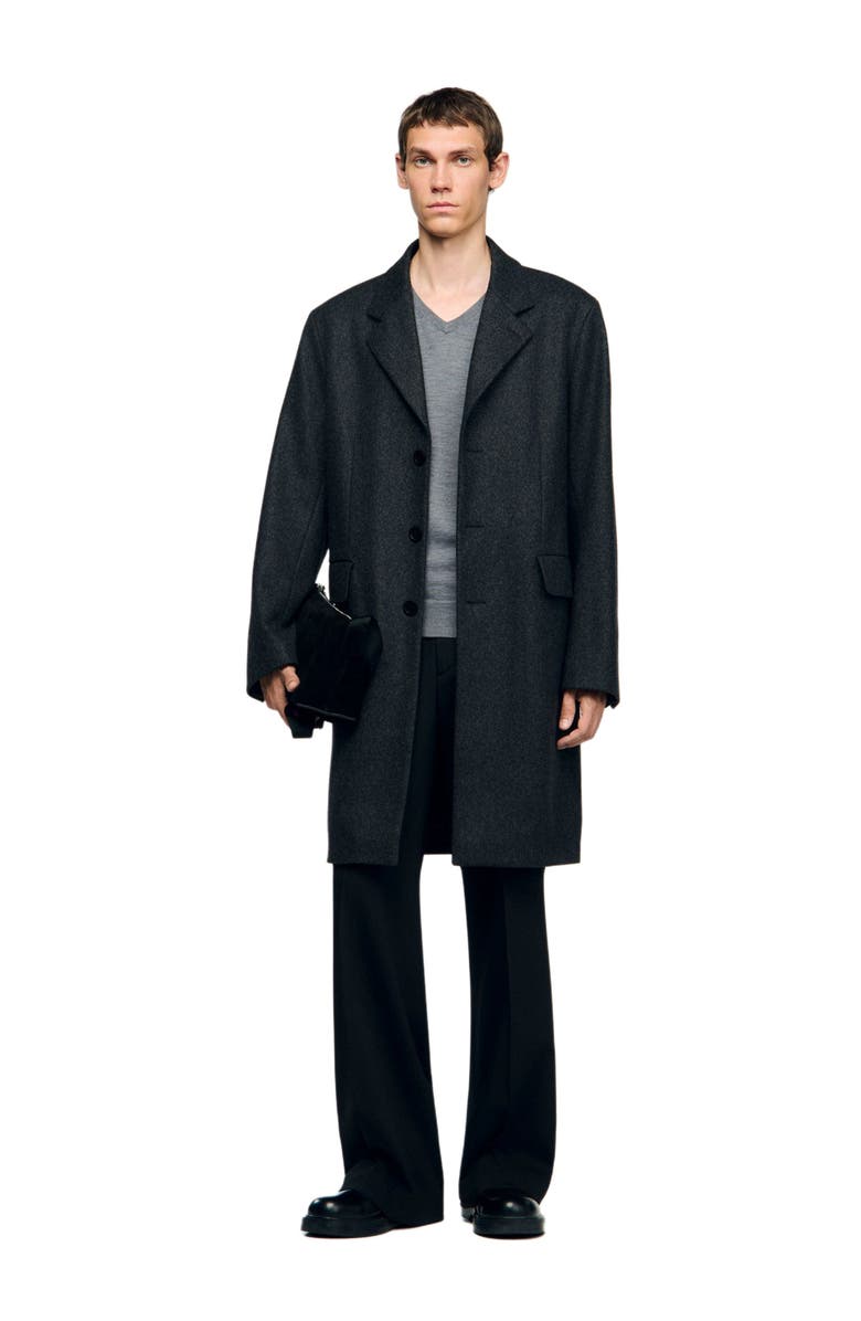 SANDRO Wool broadcloth coat, Alternate, color, 