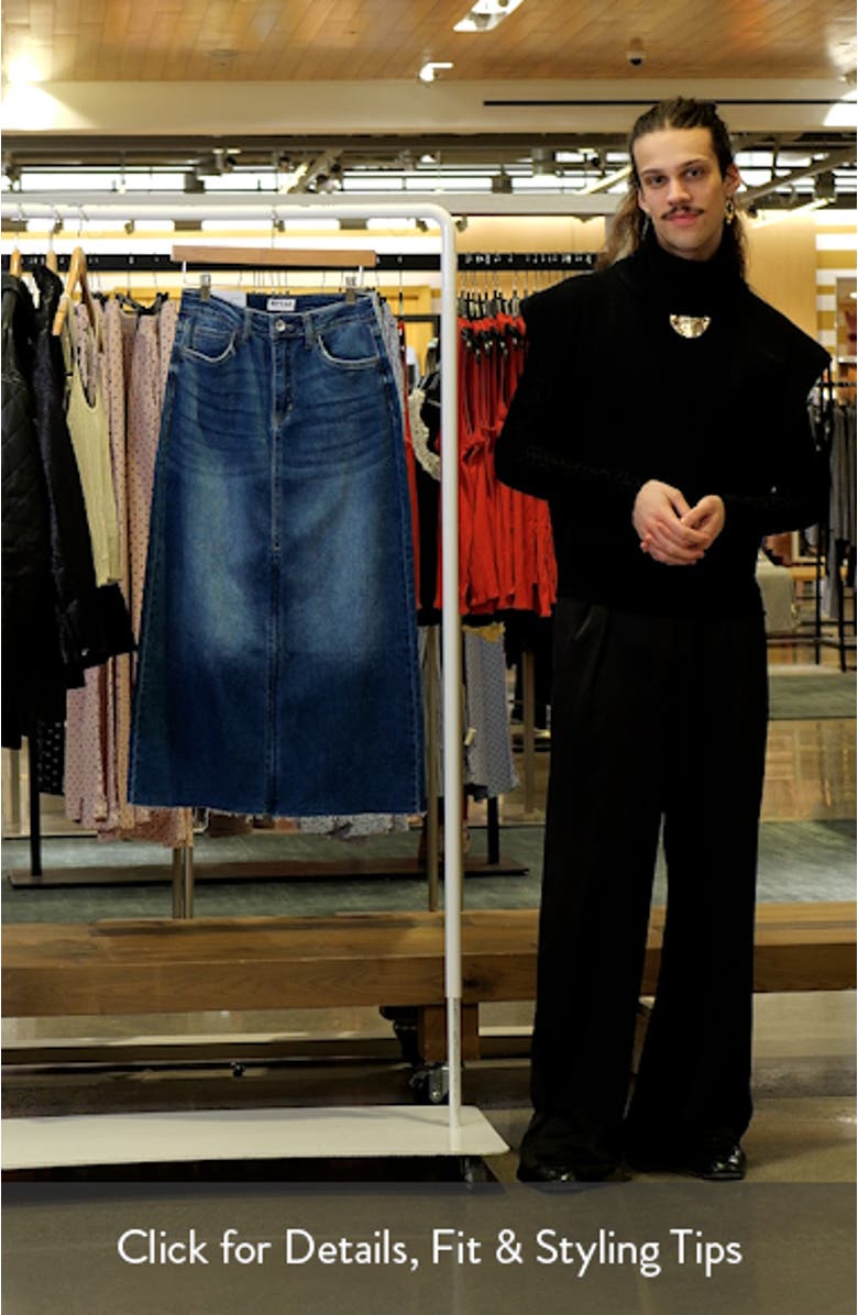 Raw Hem Denim Midi Skirt, sales video thumbnail