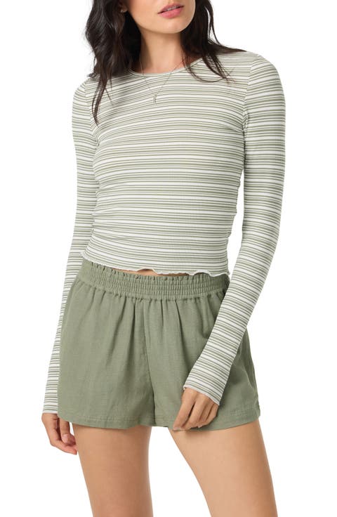 Errin Stripe Crop Long Sleeve T-Shirt