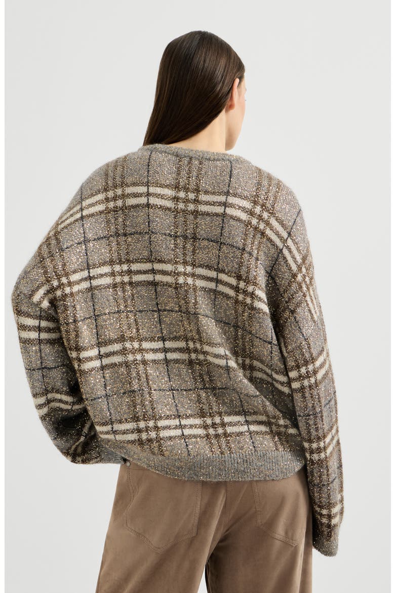Dazzling mohair prince of wales sweater, Alternate, color, Light Brown