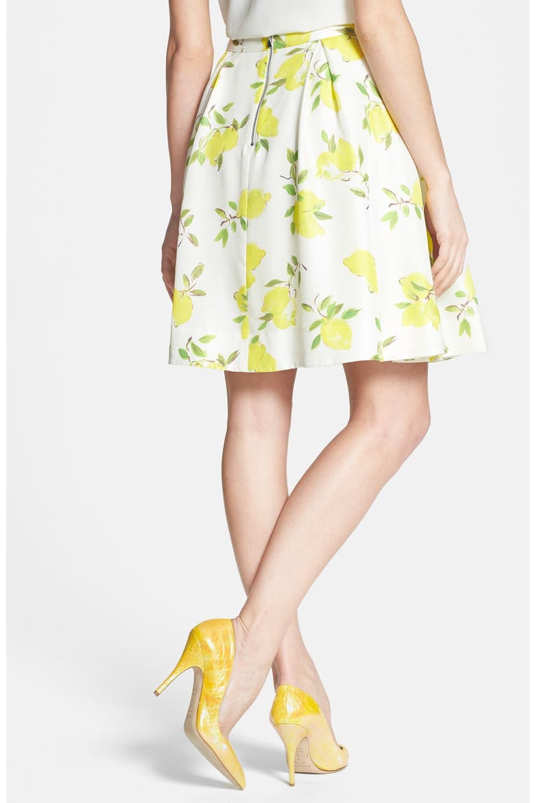 'owen' print silk skirt, Alternate, color, LEMON