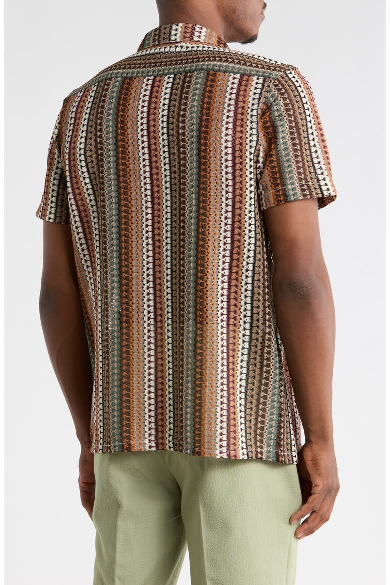 Modern Fit Textured Camp Shirt, Alternate, color, BROWN