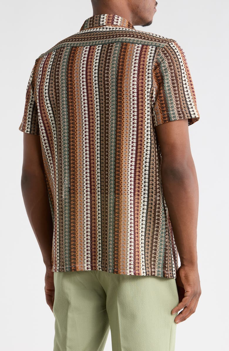 T.R. PREMIUM Modern Fit Textured Camp Shirt, Alternate, color, Brown