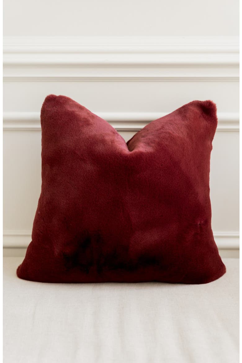 Favorite Faux Fur Accent Pillow, Alternate, color, RED GRAPE