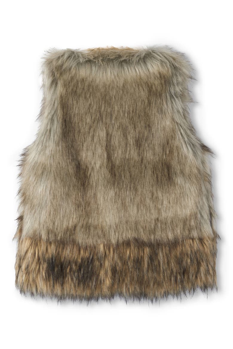 Kids' Plush Faux Fur Vest, Alternate, color, BROWN