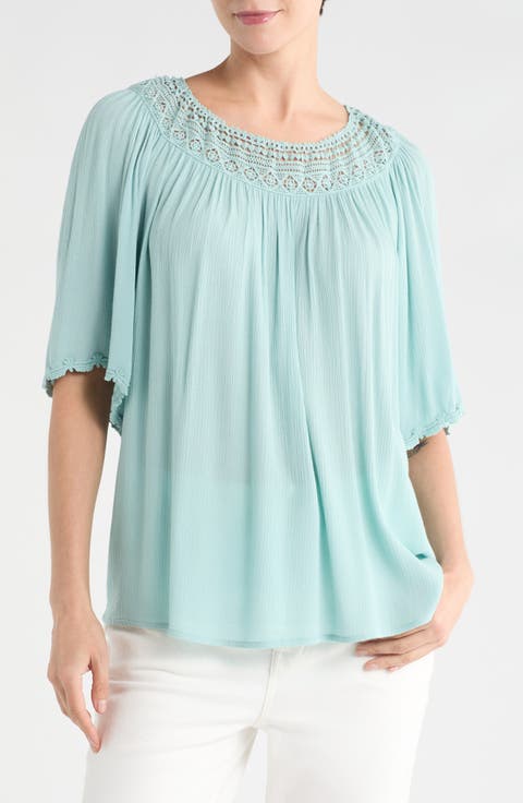 Lace Collar Gauze Top