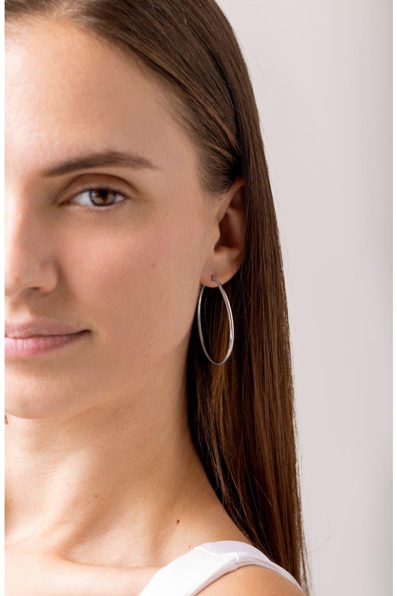 14K Gold Hoop Earrings (Online Trunk Show), Alternate, color, 14KW