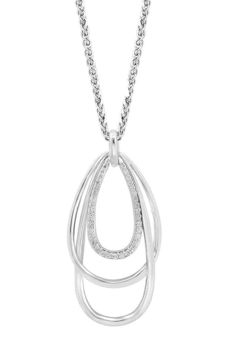 Open Teardrop Layered Diamond Pendant Necklace - 0.29ct., Main, color, SILVER