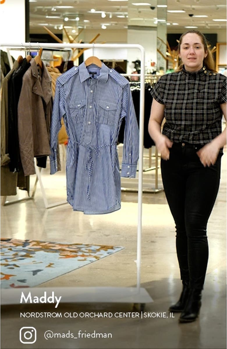Nadine Stripe Long Sleeve Cotton Poplin Shirtdress, sales video thumbnail