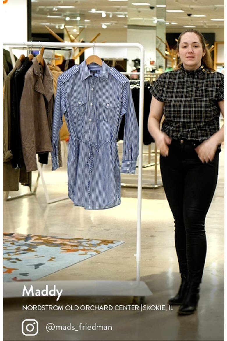 Nadine Stripe Long Sleeve Cotton Poplin Shirtdress video