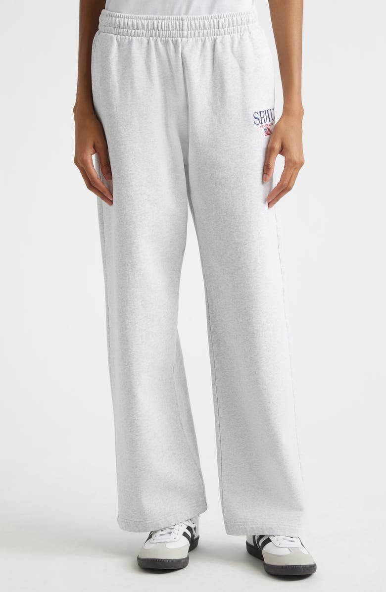 Sporty & Rich Nautical Embroidery Wide Leg Sweat Pants, Main, color, Heather Gray