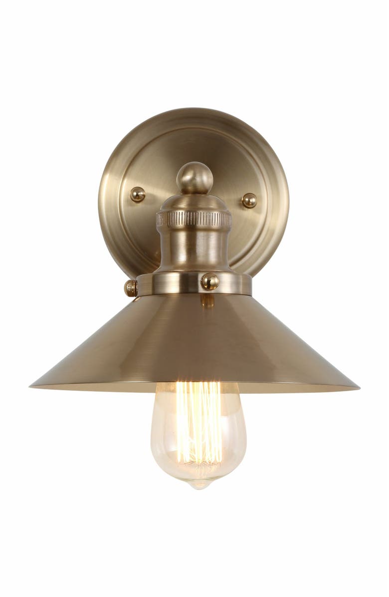 JONATHAN Y July Metal Shade Sconce, Main, color, Brass Gold