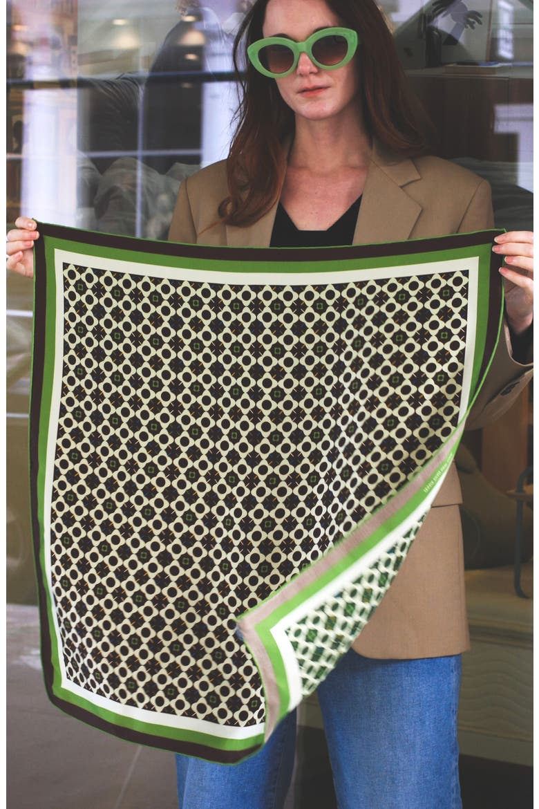Double Sided Silk Scarf Of Polka Dot Bloom - Brown, Alternate, color, Brown
