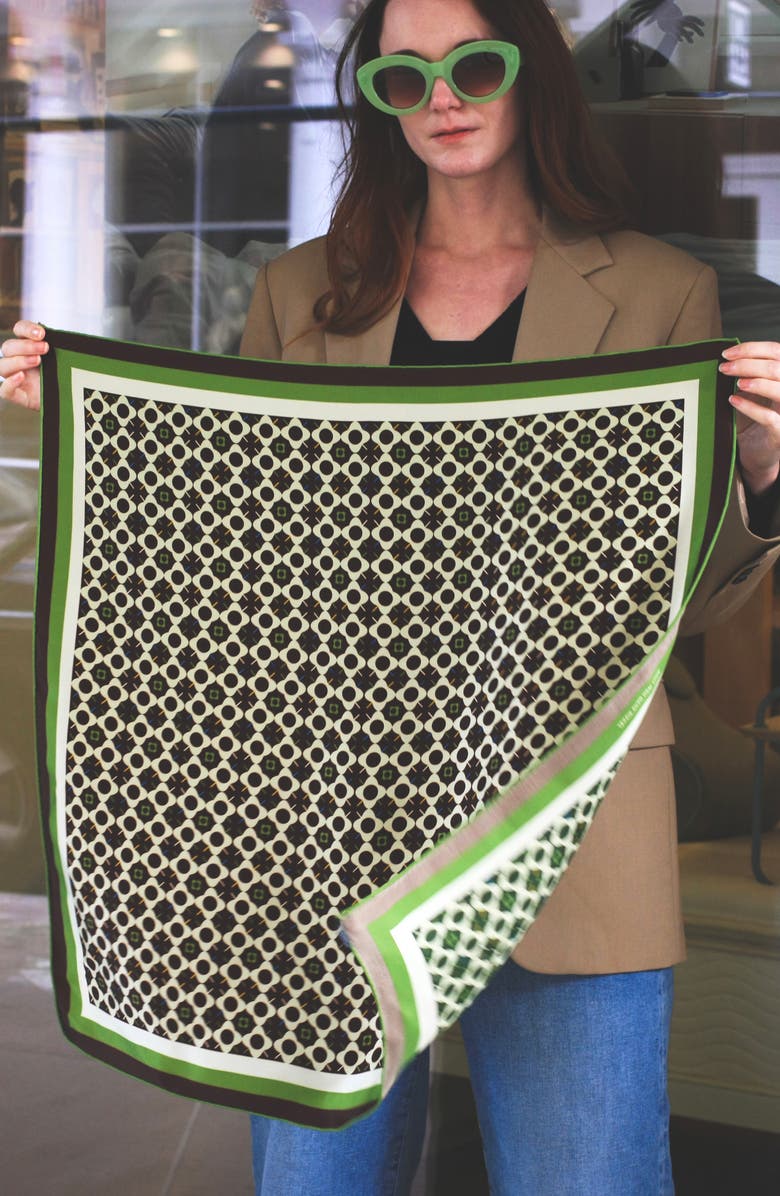 Jessie Zhao New York Double Sided Silk Scarf Of Polka Dot Bloom - Brown, Alternate, color, Brown