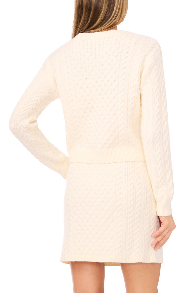 CeCe Cable Crewneck Sweater, Alternate, color, Vanilla