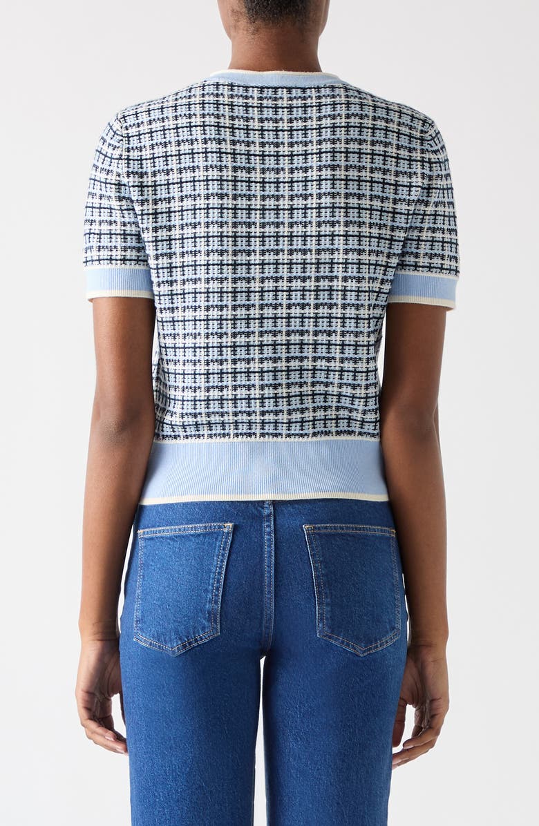 LK Bennett Honey Check Short Sleeve Cotton Sweater, Alternate, color, 