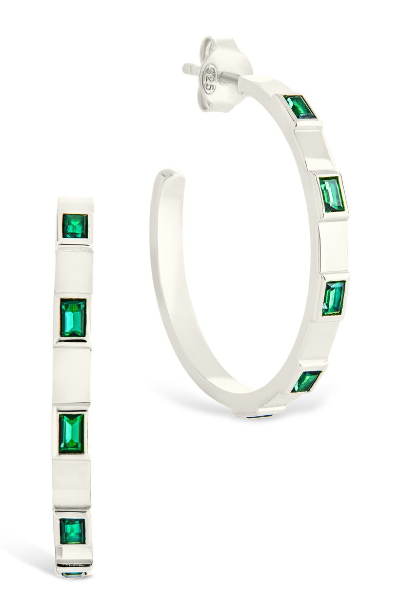 Sterling Forever Asher Cubic Zirconia Hoop Earrings, Main, color, Silver