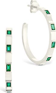 Sterling Forever Asher Cubic Zirconia Hoop Earrings