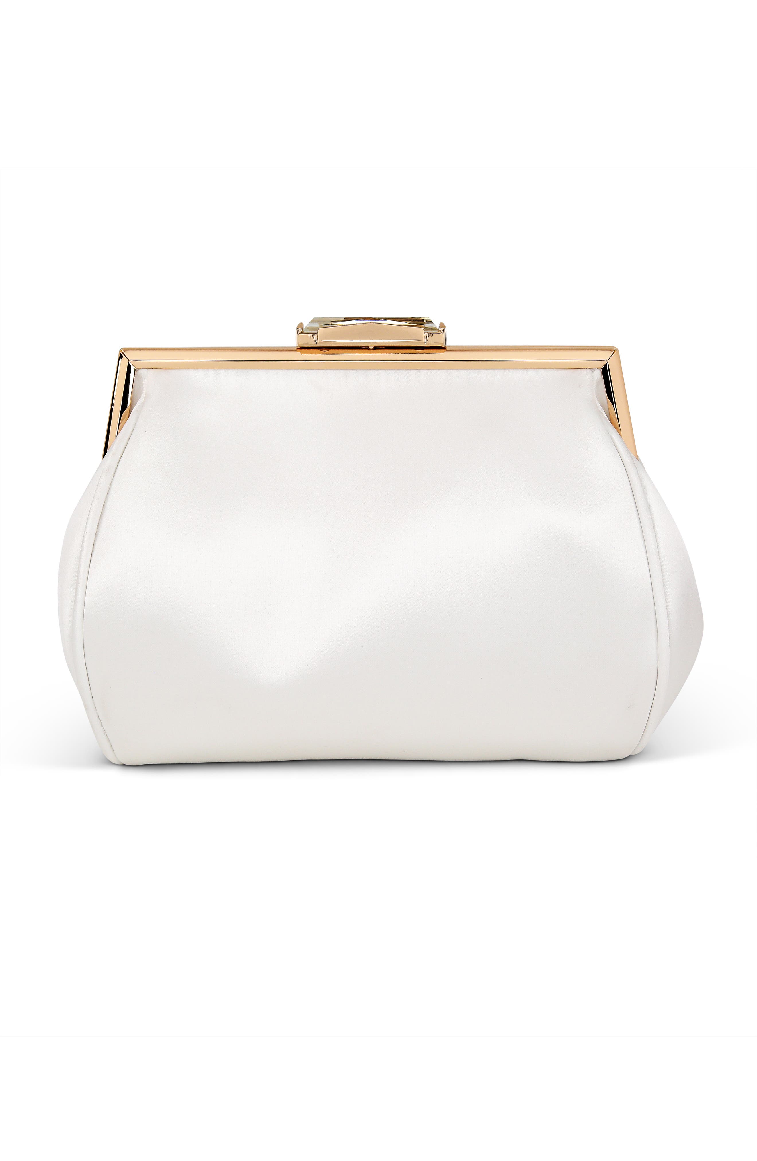 Jewel Badgley Mischka Sky Framed Clutch with Crystal Clasp, Main, color, White