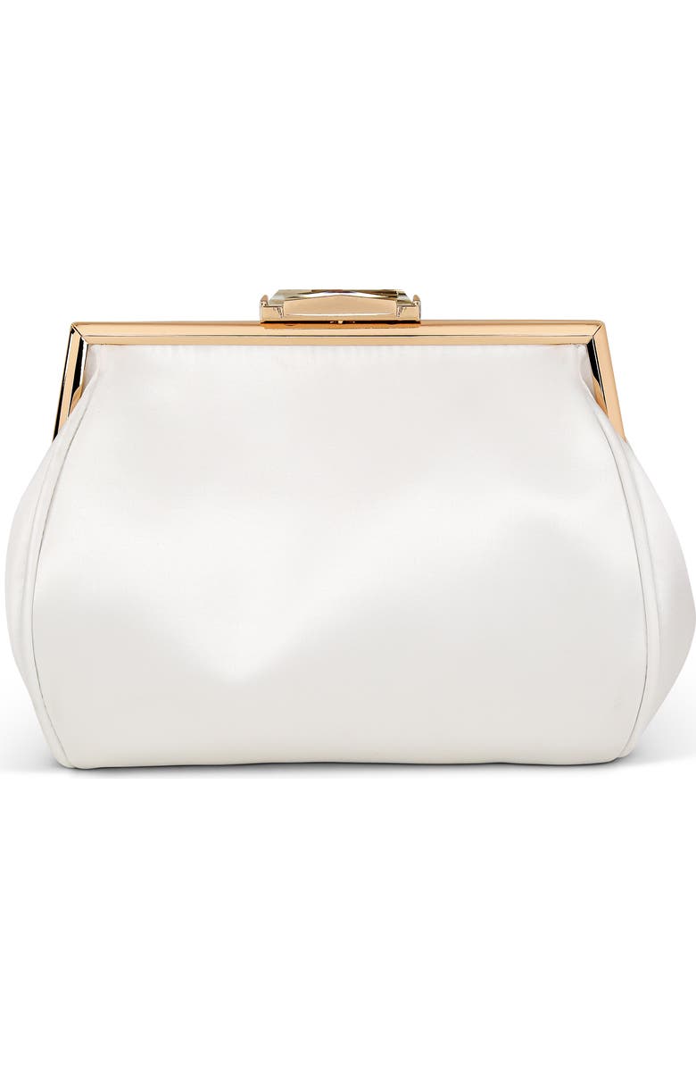 Jewel Badgley Mischka Sky Framed Clutch with Crystal Clasp, Main, color, White