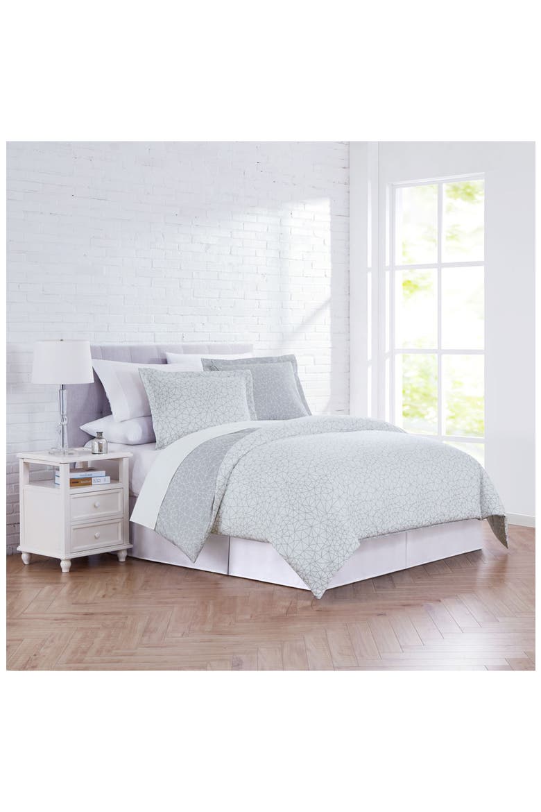 Modern Geometric Maze - Luxury Premium Oversized Duvet Cover Set, Alternate, color, GEO MAZE GREY