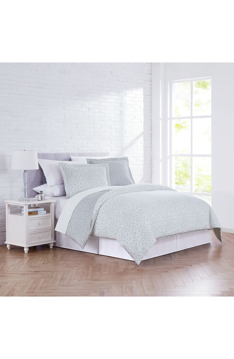 SOUTHSHORE FINE LINENS Modern Geometric Maze - Luxury Premium Oversized Duvet Cover Set, Alternate, color, Geo Maze Grey