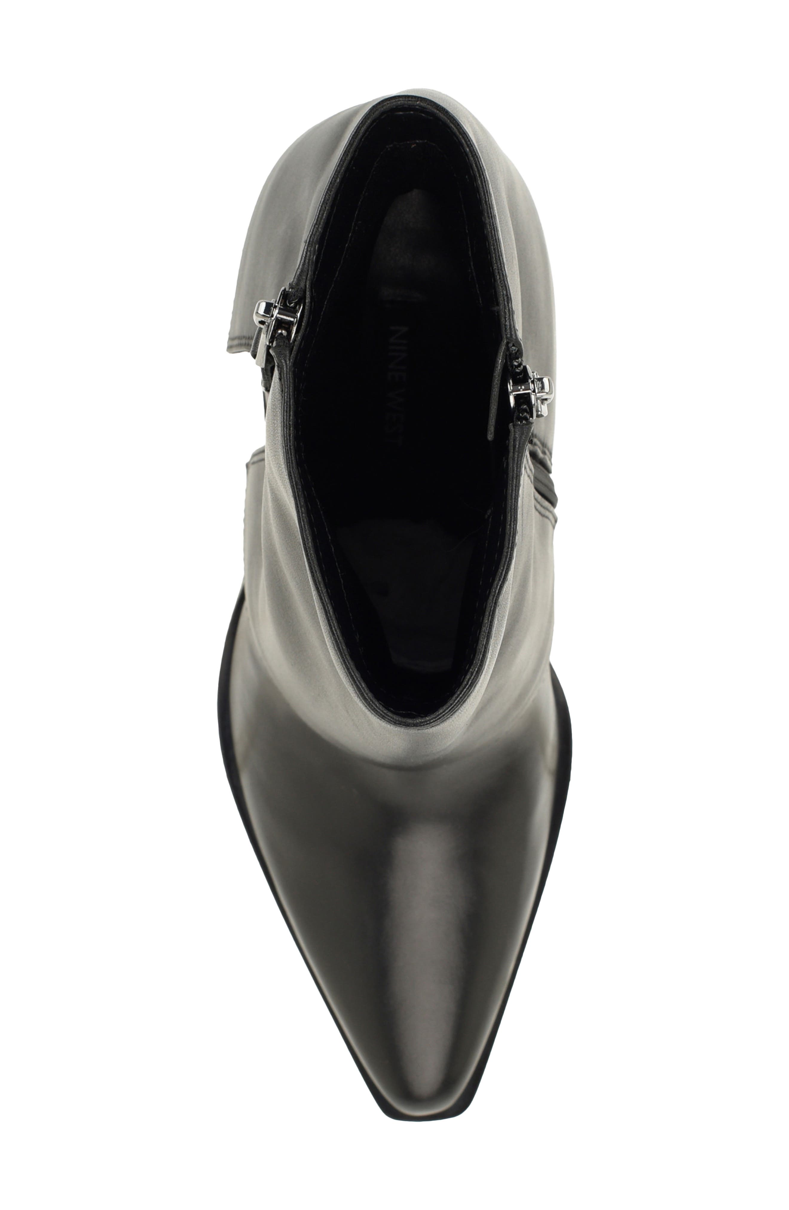 Umberto Pointed Toe Leather Bootie, Alternate, color, BLK01