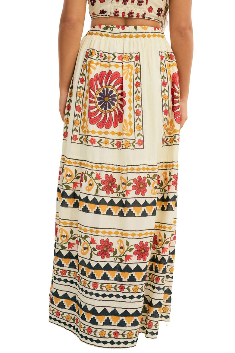 Floral Cotton Maxi Skirt, Alternate, color, NEUTRAL MULTI