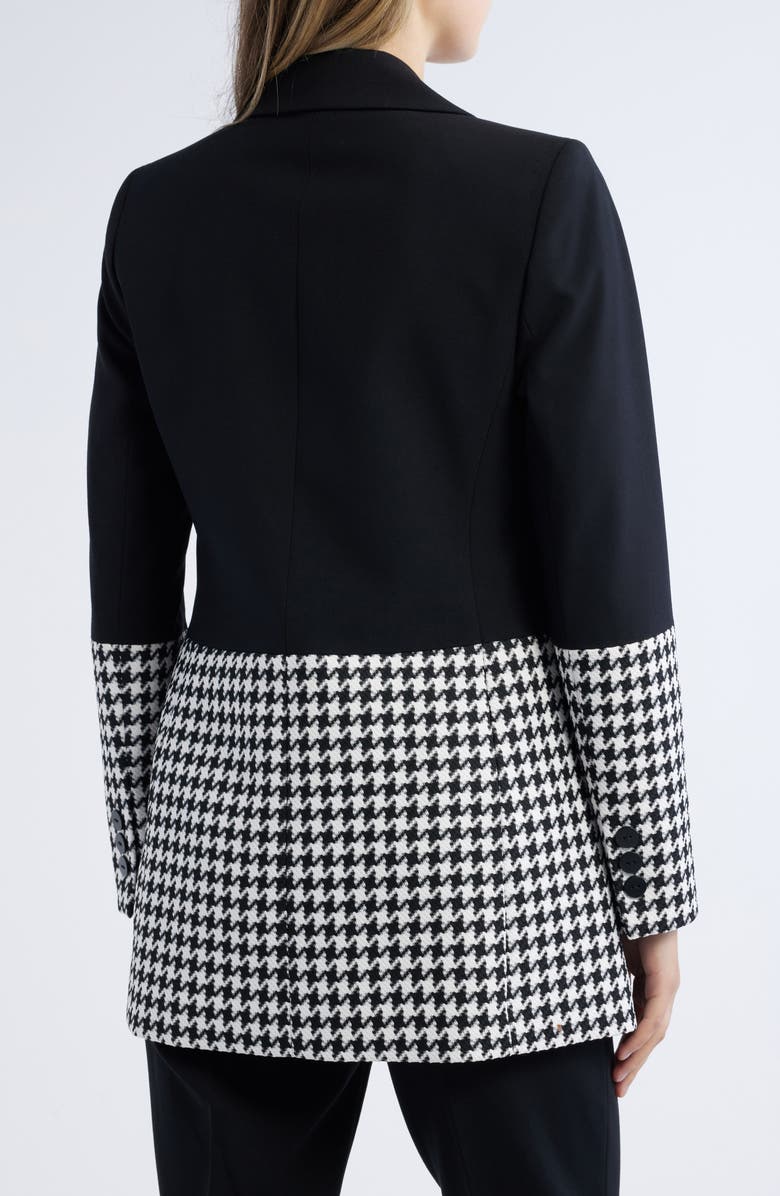 Tahari ASL Houndstooth Colorblock Blazer, Alternate, color, Black Ivory