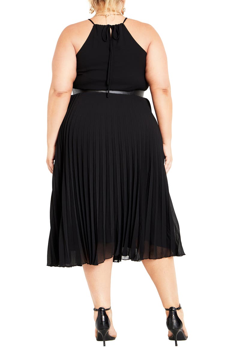 City Chic Pleated Belted A-Line Midi Dress, Alternate, color, 