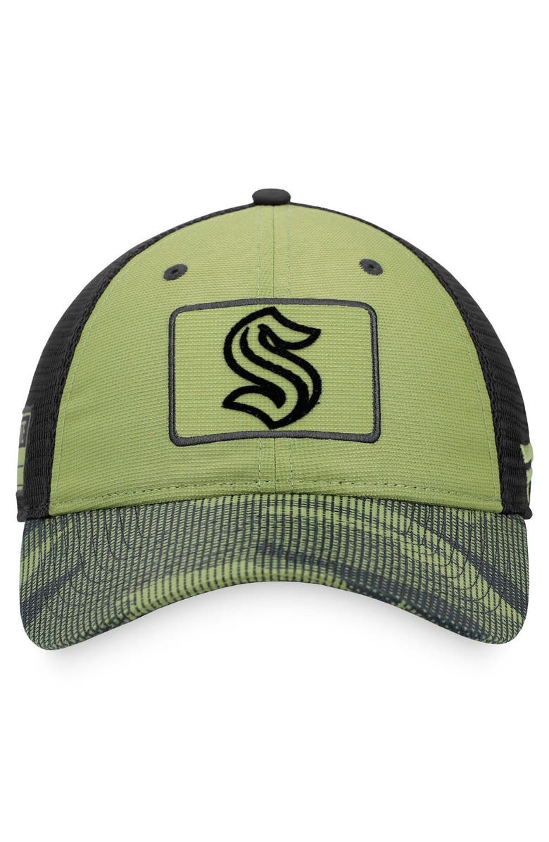 FANATICS Men's Fanatics Branded Camo/Black Seattle Kraken Military Appreciation Snapback Hat, Alternate, color, 