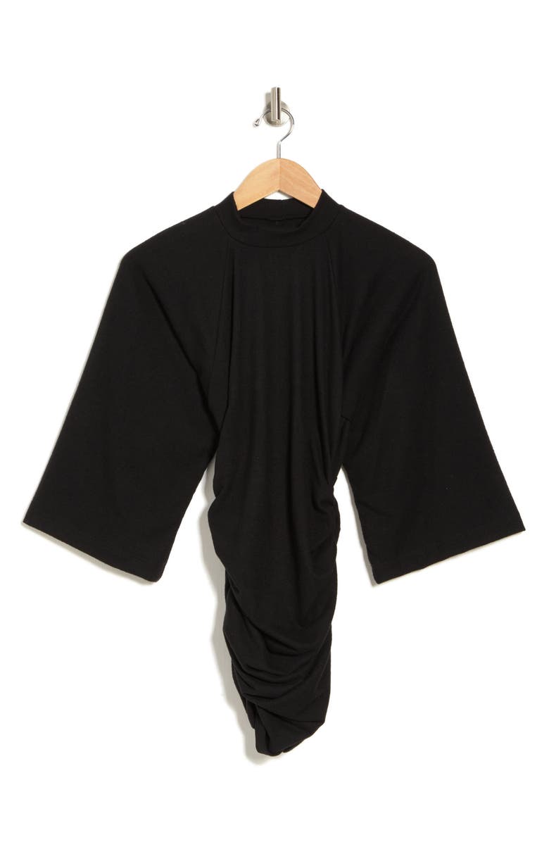 GO COUTURE Mock Neck Ruched Body-Con Minidress, Alternate, color, Black