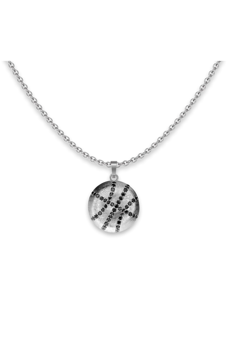 PASCAL The Basketball Crooked Ball Diamond Pavé Necklace, Main, color, Silver / Black Diamond