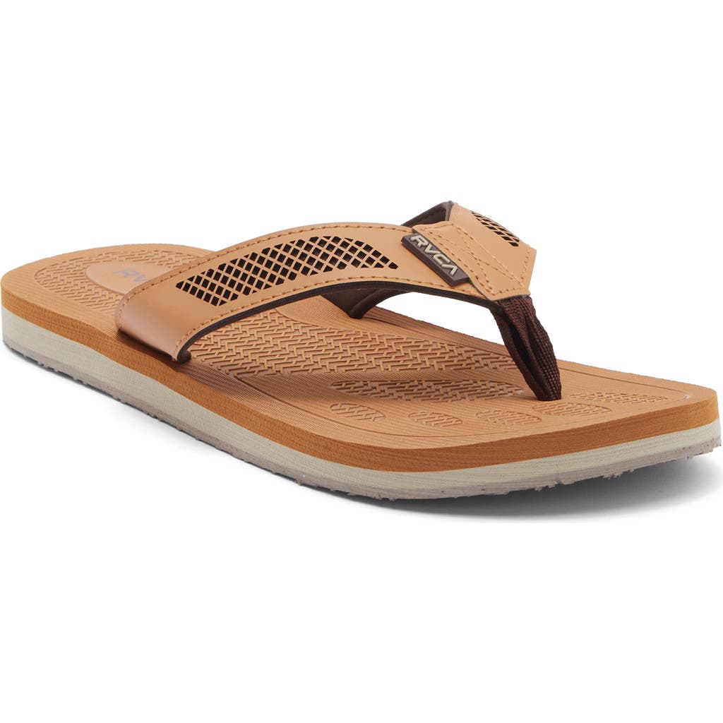 Rvca Perforated Flip Flop Sandal In Brown