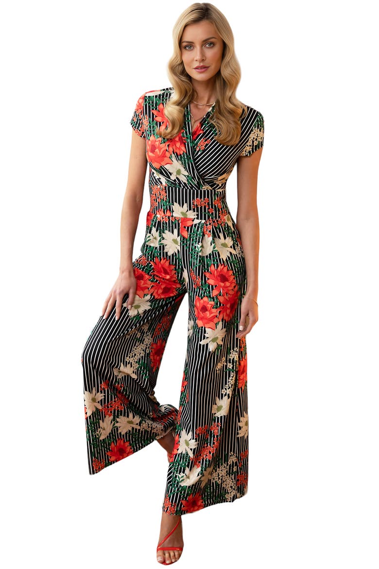 Striped Floral Wide Leg Jumpsuit, Alternate, color, Pinstripe Floral