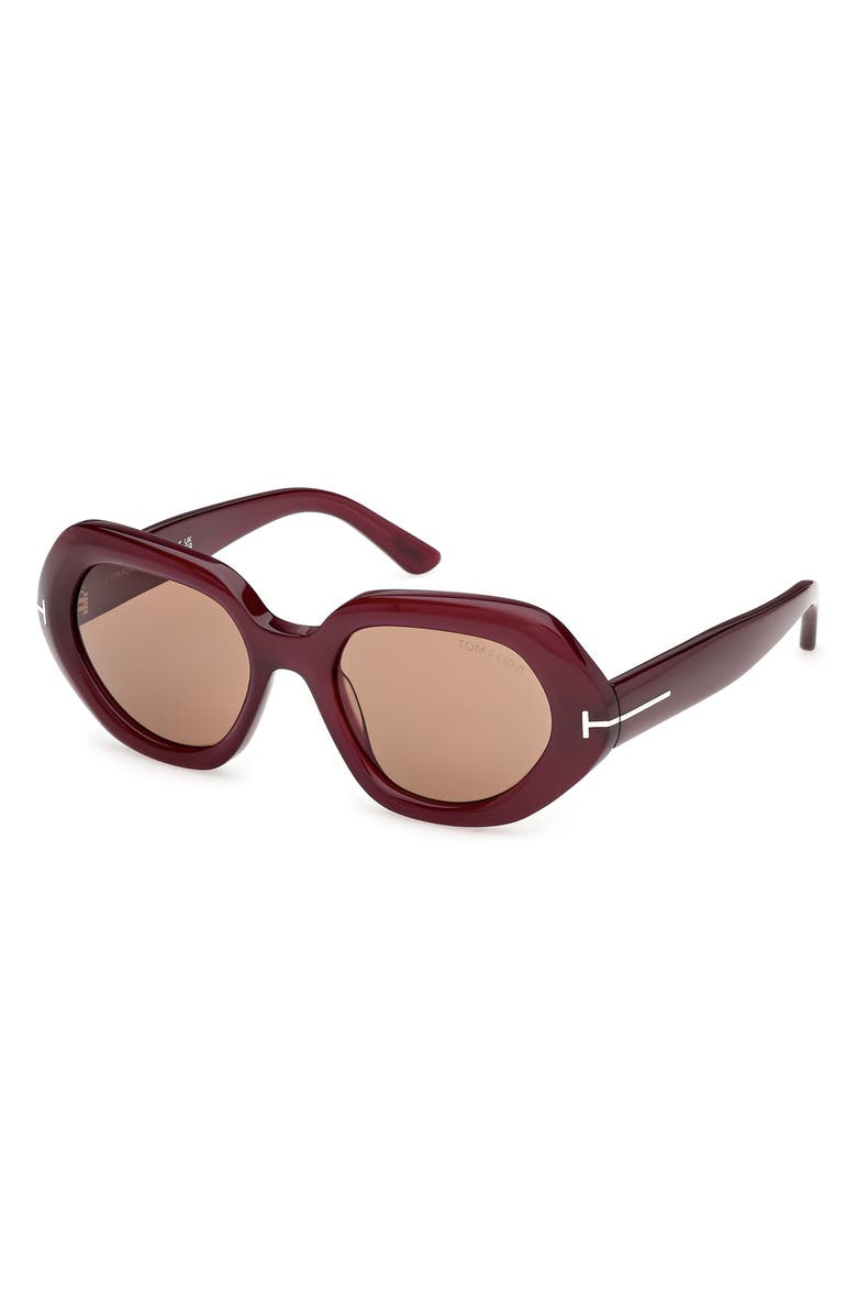 TOM FORD 51mm Geometric Sunglasses, Alternate, color, Shiny Violet / Brown
