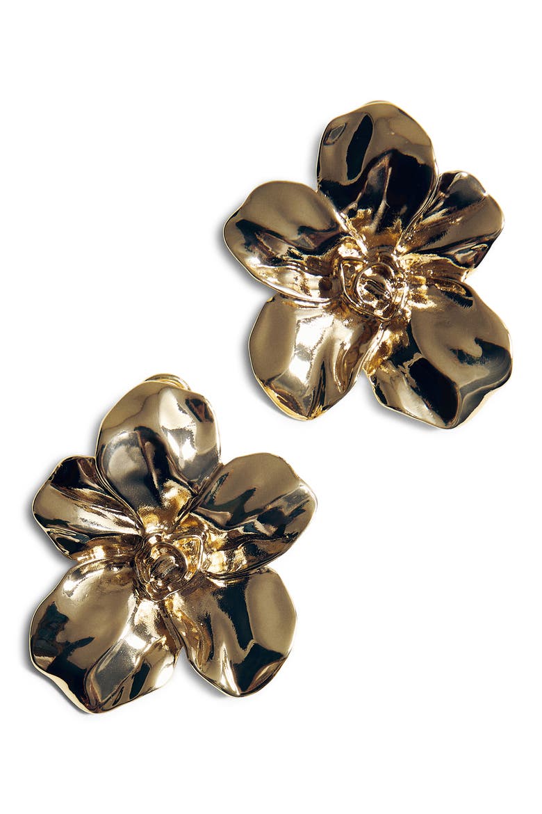 Flower Earrings, Main, color, GOLD