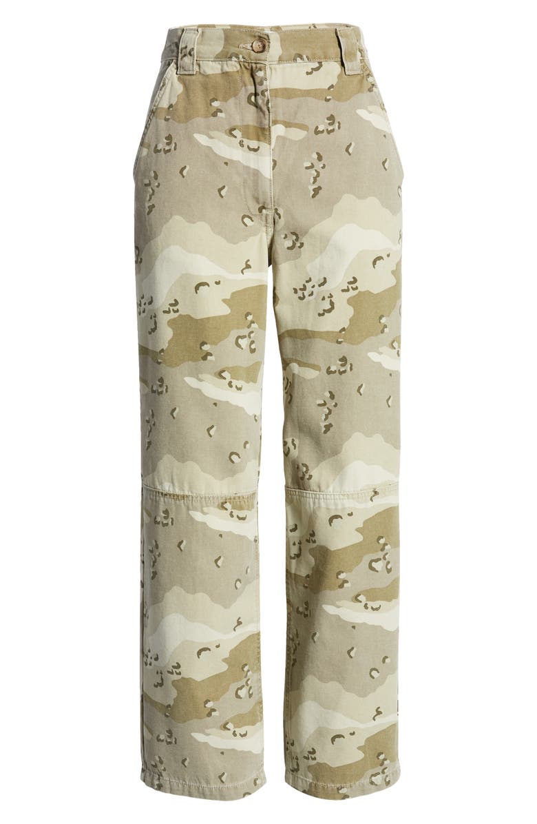 Topshop Camo Print High Waist Straight Leg Pants, Alternate, color,
