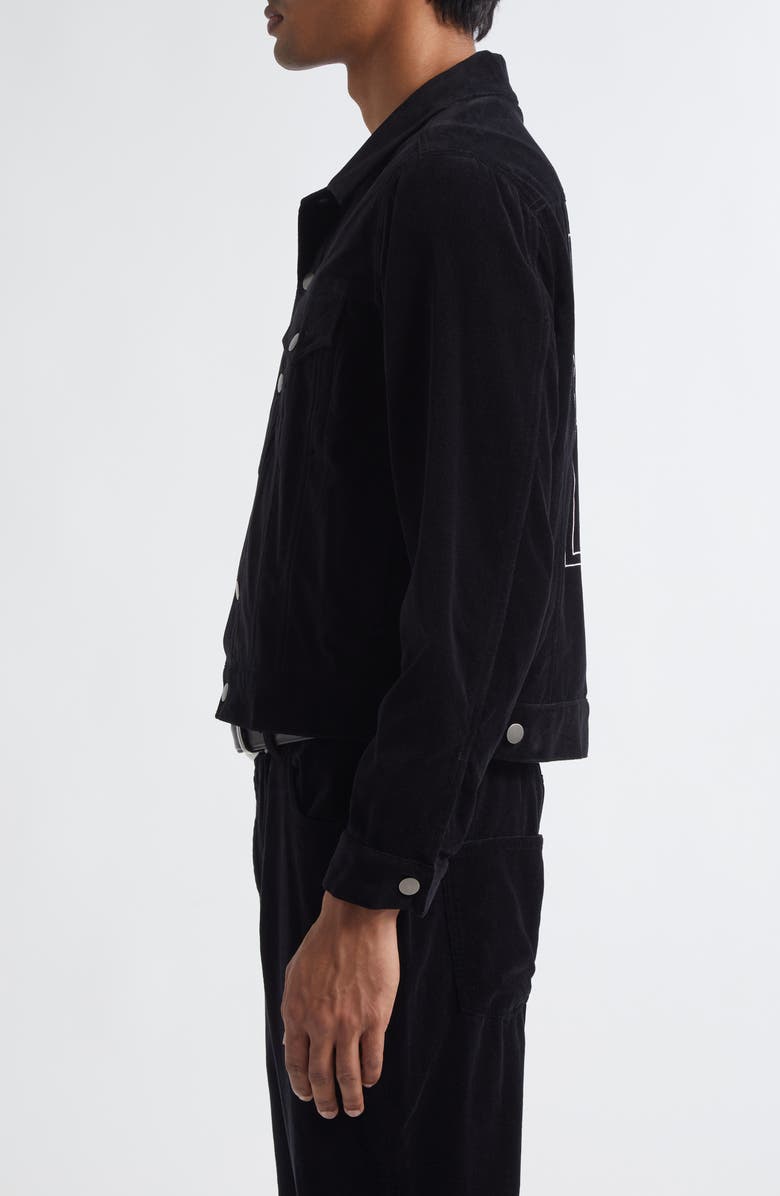 MIDNIGHT RODEO Embroidered Velvet Trucker Jacket, Alternate, color, Black