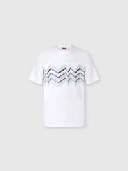 UM Crew-neck Cotton T-shirt With Irregular Zigzag Print
