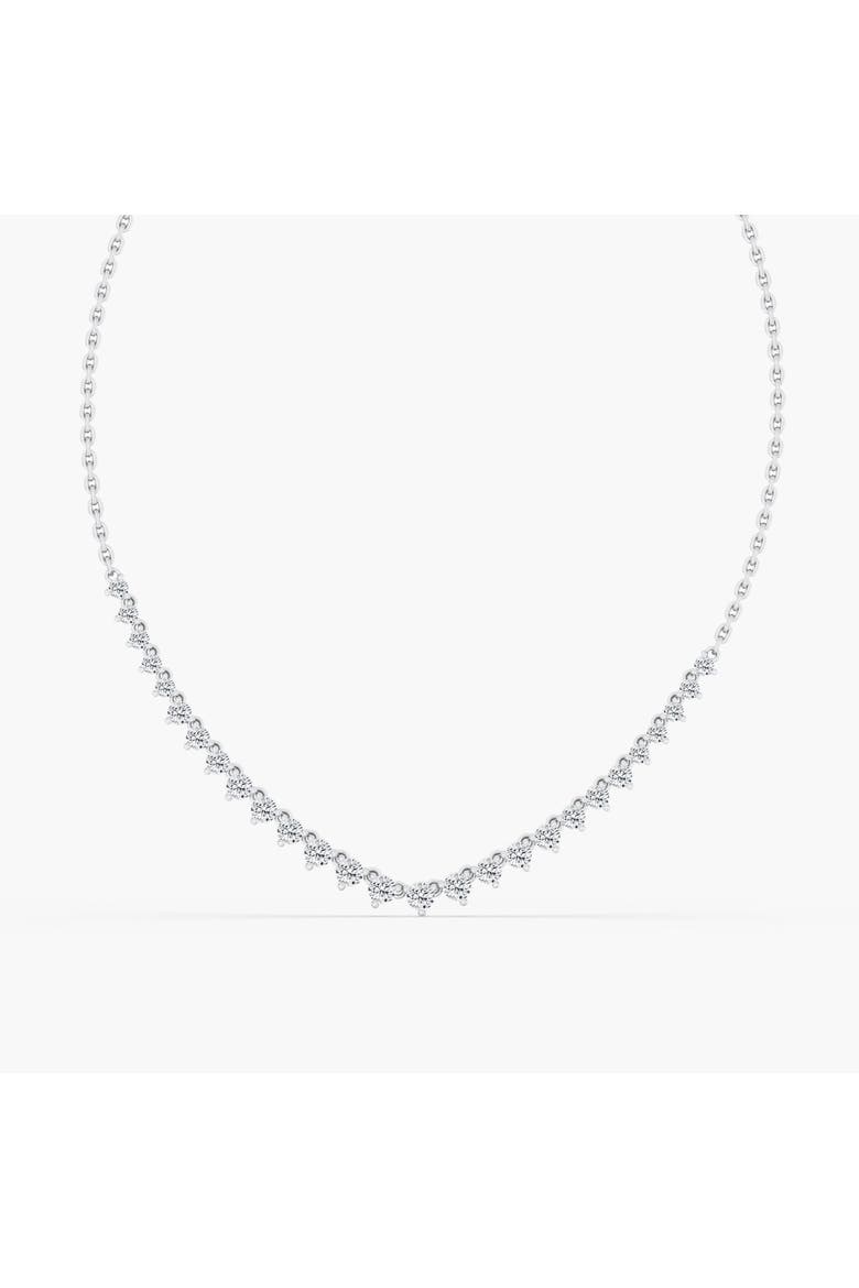 Graduated Mini Tennis Lab Diamond Necklace  in 14K, Main, color, White Gold